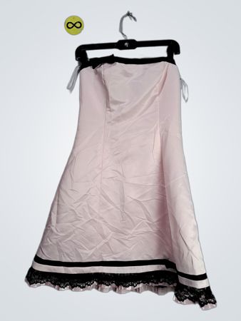 Pink Dress with Black Trim and Lace