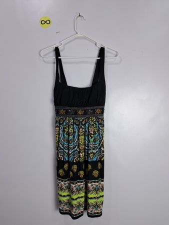 City Triangles Black Romper with Colorful Paisley Pattern