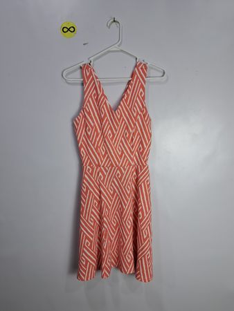 Swimming Charlie Orange and White Patterned Dress