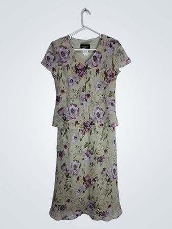 Miss Dorby Green Floral Peplum Midi Dress