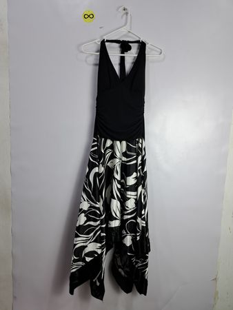Black and White Floral Halter Dress