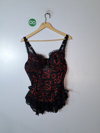 Unbranded Black Red Lace Bodysuit