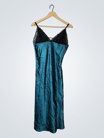Linea Donatella Teal and Black Lace Nightgown
