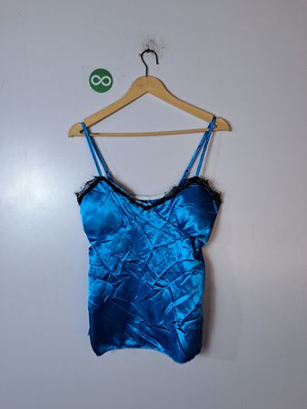 Blue Satin Cami Top