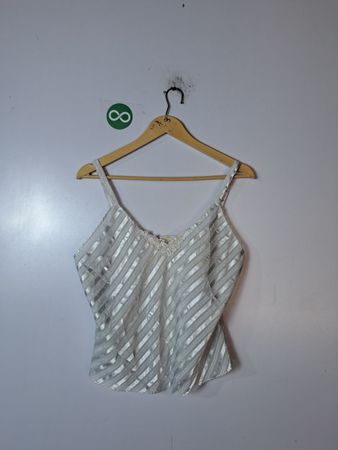 White Striped Top with Lace Details
