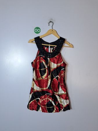 Red Black and Gold Patterned Dress