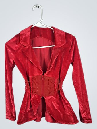 Red Velvet Peplum Top