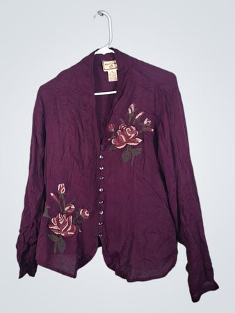 April Cornell Women's Purple Embroidered Blouse