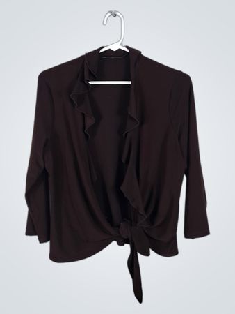 Brown Tie-Front Blouse