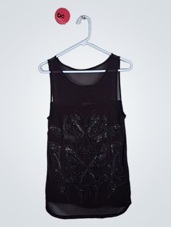 Black Sequined Tank Top