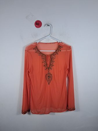 Orange Embellished Blouse