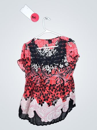 Unbranded Red Floral Polyester Blouse