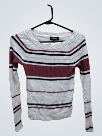 Express Striped Ribbed Knit Sweater