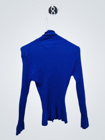 Bamboo Traders Blue Ribbed Turtleneck Sweater
