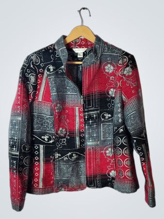 Christopher & Banks Patterned Zip Jacket