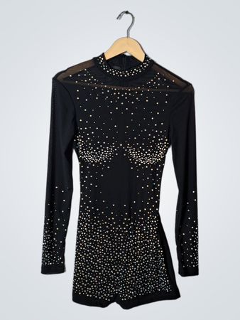 Black Rhinestone Bodysuit