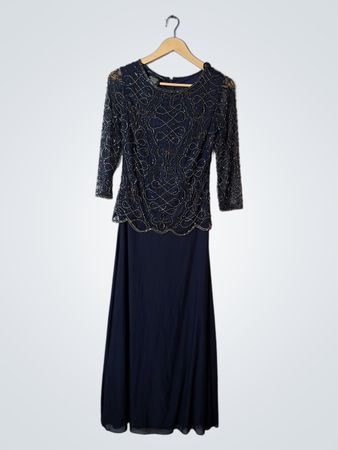 Pisarro Nights Navy Beaded Maxi Dress