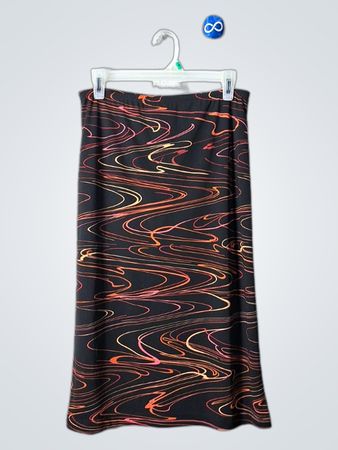 La Belle Black Skirt with Orange and Pink Swirls