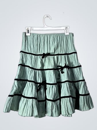 Green Tiered Skirt with Black Bands