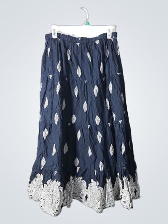 Navy Blue Floral Skirt
