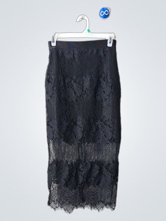 bebe Black Lace Midi Skirt