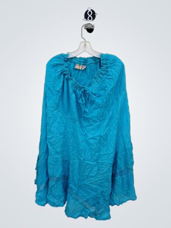 Cach Cach Turquoise Peasant Blouse