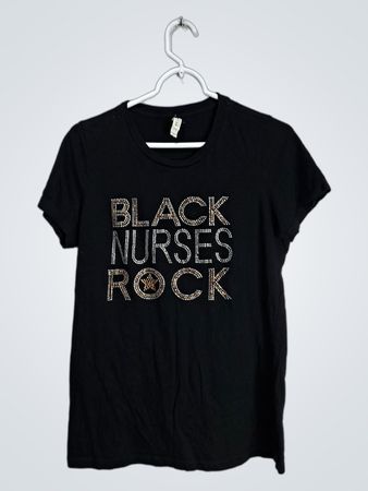 Black T-Shirt with 'Black Nurses Rock' Design