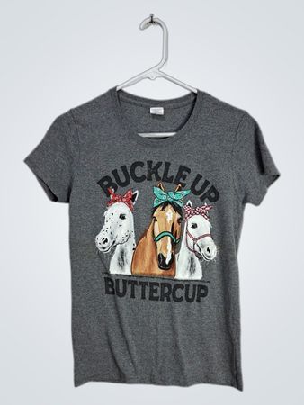 Gray T-Shirt with Horse Graphic