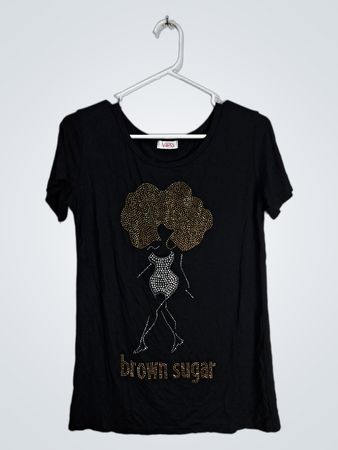 Verta Brown Sugar Rhinestone Graphic T-Shirt