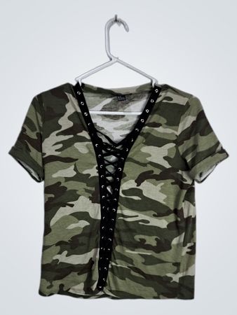 Forever 21 Camouflage Lace-Up Top