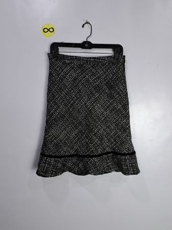Black and White Plaid Skirt with Ruffle Hem