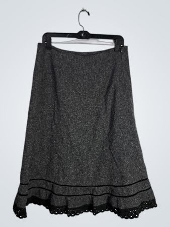 Gray Skirt with Lace Trim