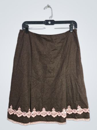 Brown Skirt with Pink Lace