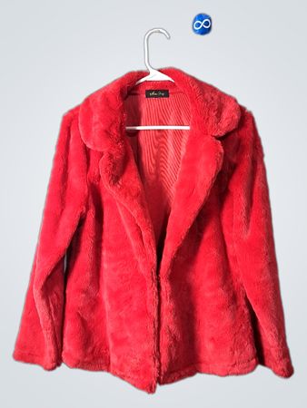 Melissa Paige Red Faux Fur Coat