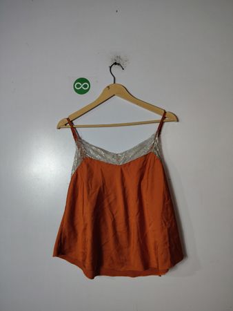 Orange Lace-Trimmed Top