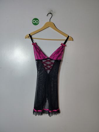 Black and Pink Lace Bodysuit