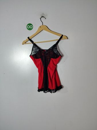Red and Black Lace Chemise