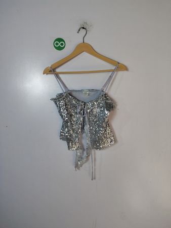 No Boundaries Silver Sequin Crop Top
