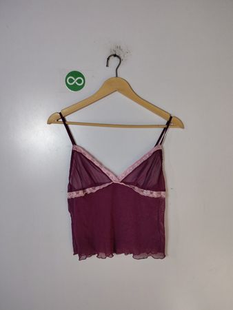 Sheer Purple Top with Lace Trim