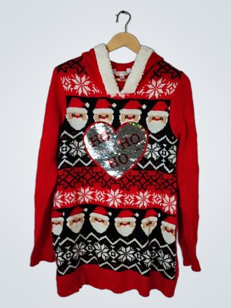 No Boundaries Red Santa Christmas Hooded Sweater
