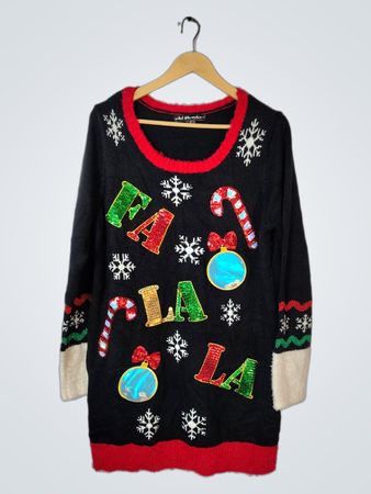 Holiday-themed Sweater Dress with FA LA LA Design