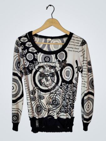 Black and White Graphic Sweater