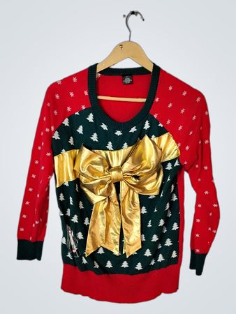 Christmas Sweater with Gold Bow