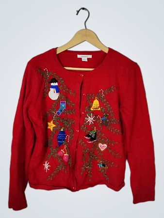 Dressbarn Red Christmas Cardigan