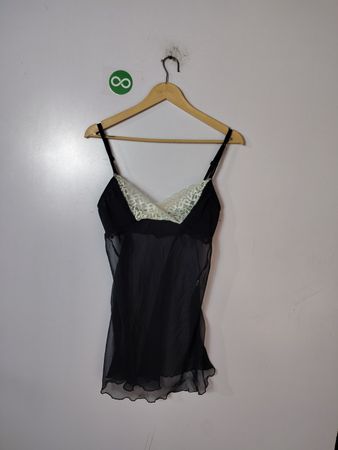 Black Sheer Camisole with Lace Trim