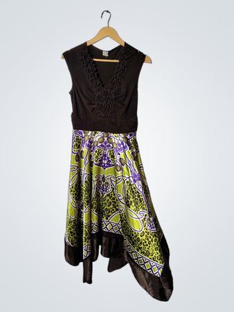 Brown and Green Floral Dress