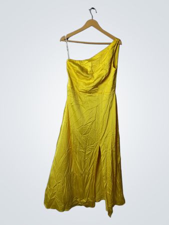 Birdy Grey Yellow One-Shoulder Midi Dress