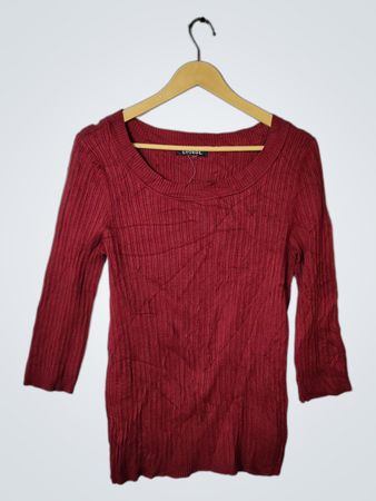 George Red Ribbed Knit Top