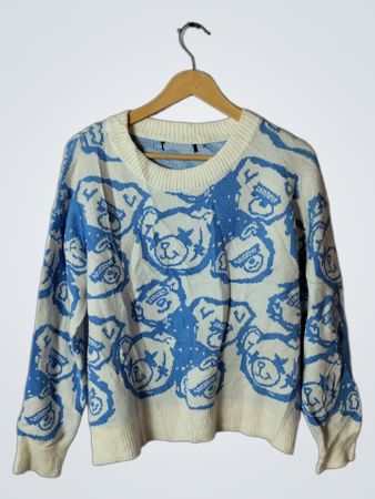 Blue and White Bear Sweater