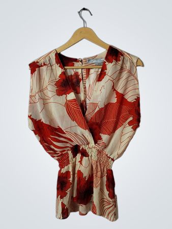 Red Floral Blouse